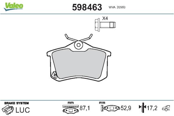Image de Kit de plaquettes de frein, frein à disque - VALEO - 598463